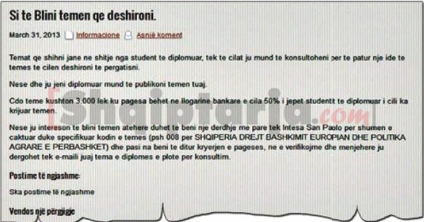 faksimile e nje website qe ofron diploma