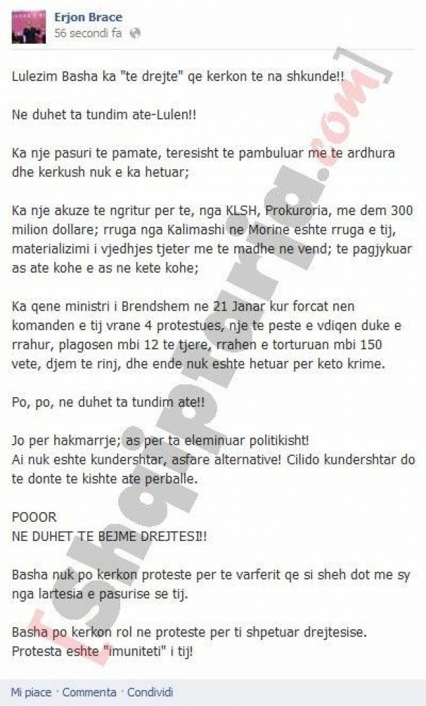 erjon brace fb protesta