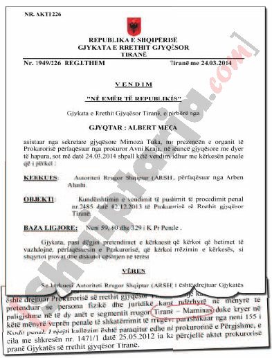 faksimile e vendimit te gjykates