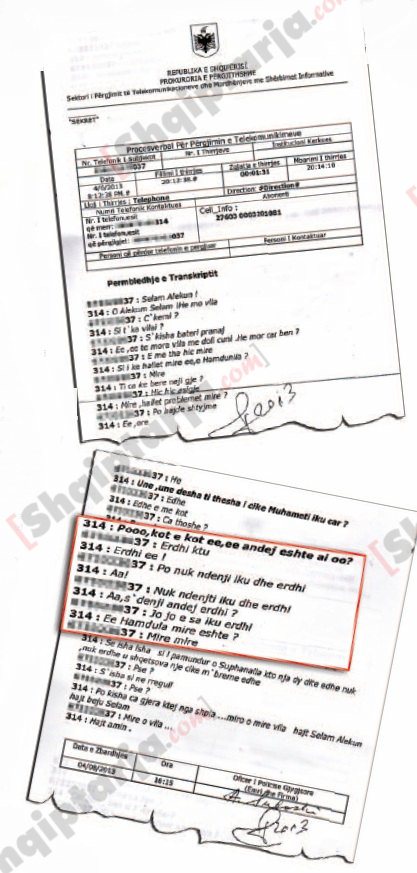 Bisedë e përgjuar në 6 prill 2013