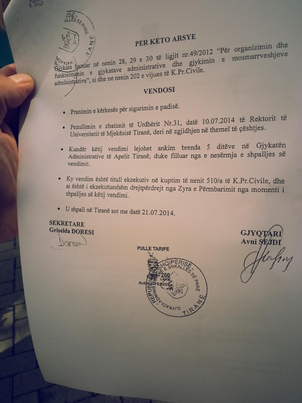 vendimi i gjykates adminsitrative per bajram hysen 