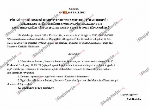 vendimi i qeverise berisha
