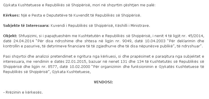 vendimi i kushtetueses