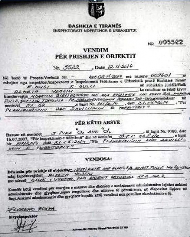 ndertim te liqeni saraje rama malltezi 