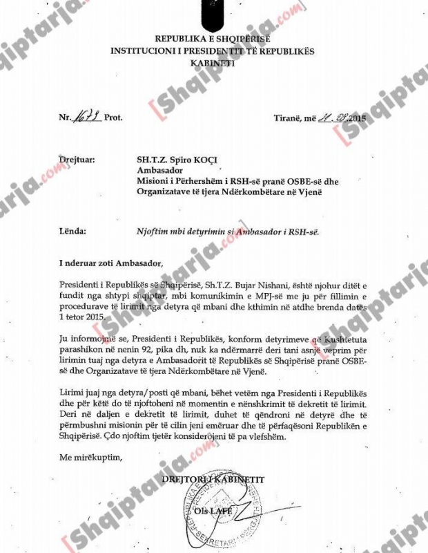 letra e nishanit per ambasadorin ne osbe 