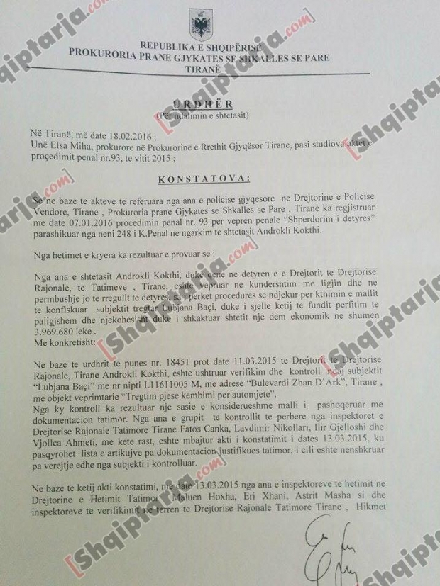 dokumentat e gjykates androkli kokthi