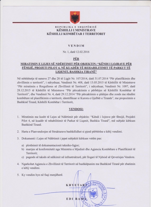 bashkia e tiranes parku