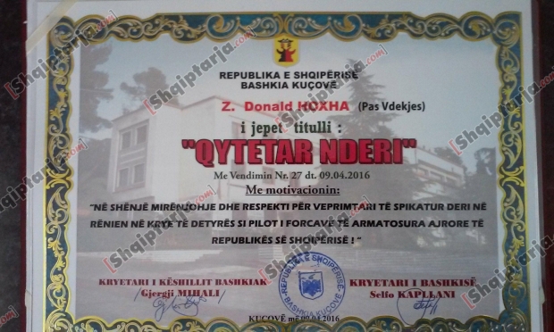 donald hoxha qytetar nderi