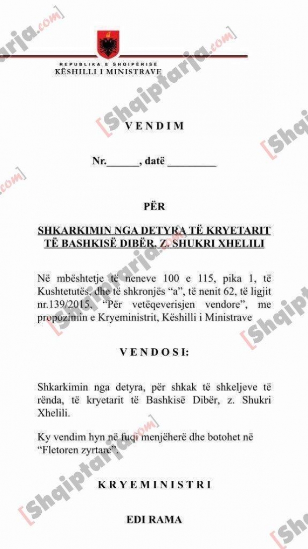vendimi shkakrkimi shukri