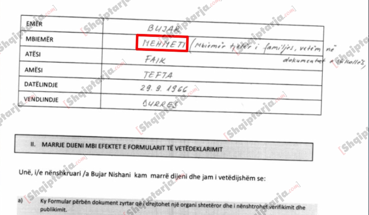 formulari i nishanit