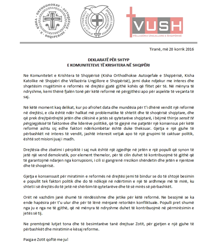 deklerata komuniteteve te krishtera