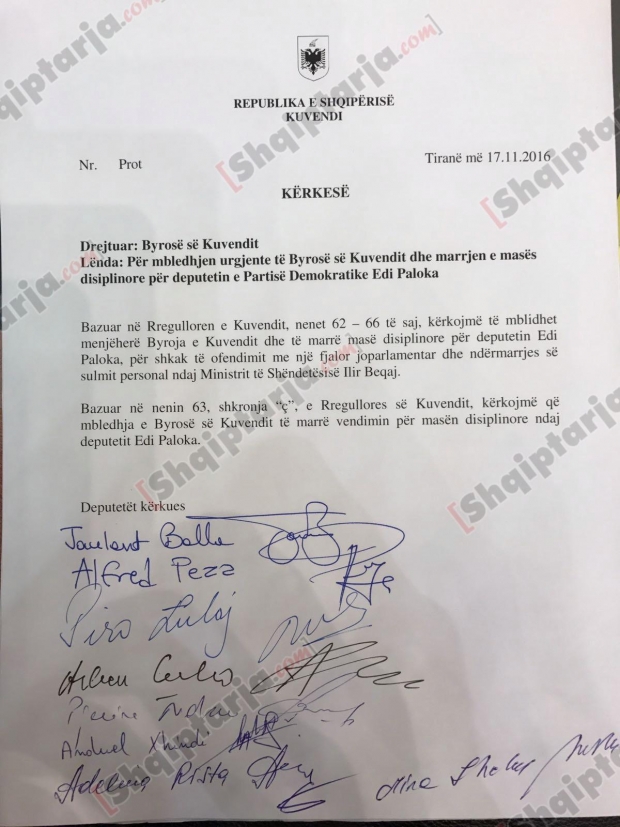 letra drejtuar byrose se kuvendit