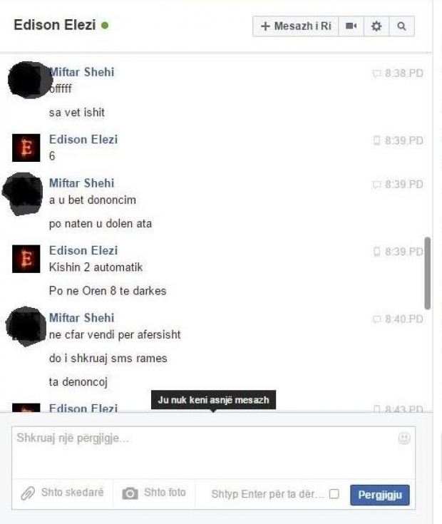 mesazhet per shqiptaret ne kufi ngjarja grabiten