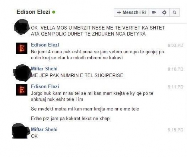 mesazhet per shqiptaret ne kufi ngjarja grabiten