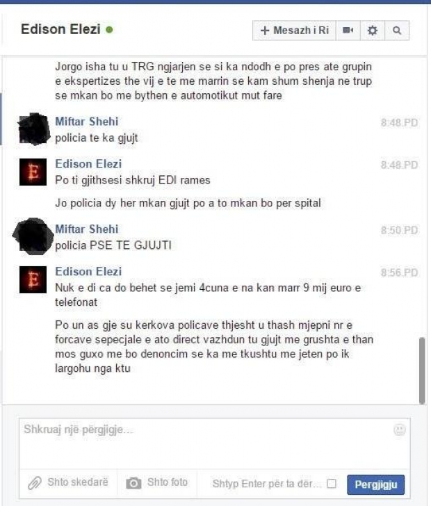 mesazhet per shqiptaret ne kufi ngjarja grabiten