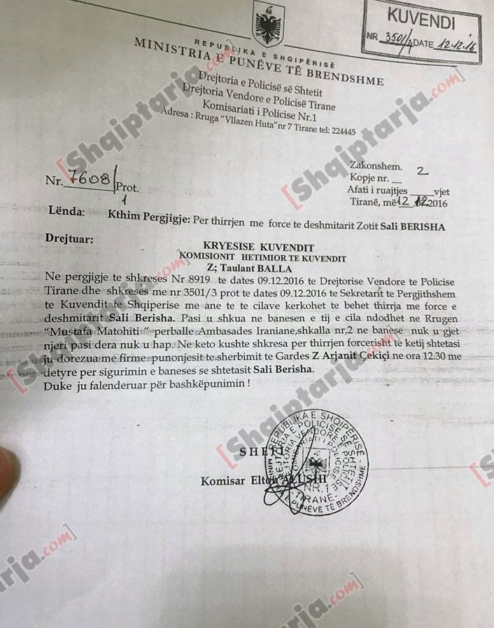 kerkesa per thirrjen e berishes