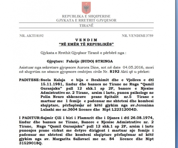 vendim gjykate suela saimir