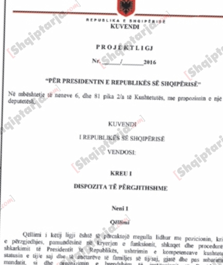 projektligji per presidentet