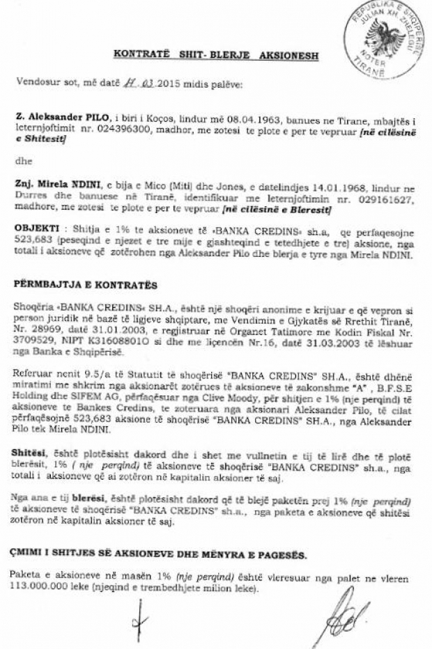 fkasimile banka credins