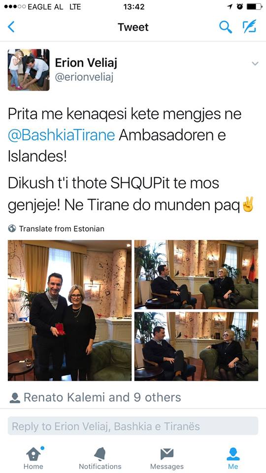 veliaj pret ambasadoren e islandes