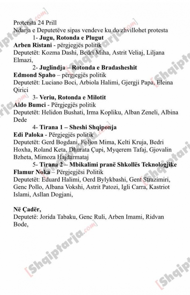 protesta ndarja deputeteve te pd