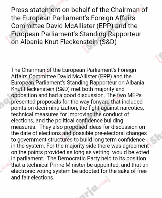 deklarata e negociatoreve