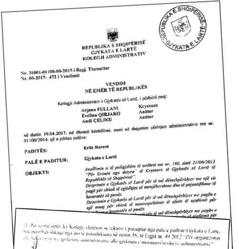 vendime gjykate shkrimi erlis
