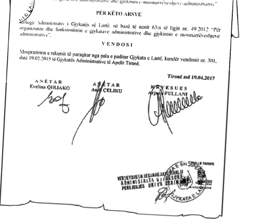 vendime gjykate shkrimi erlis