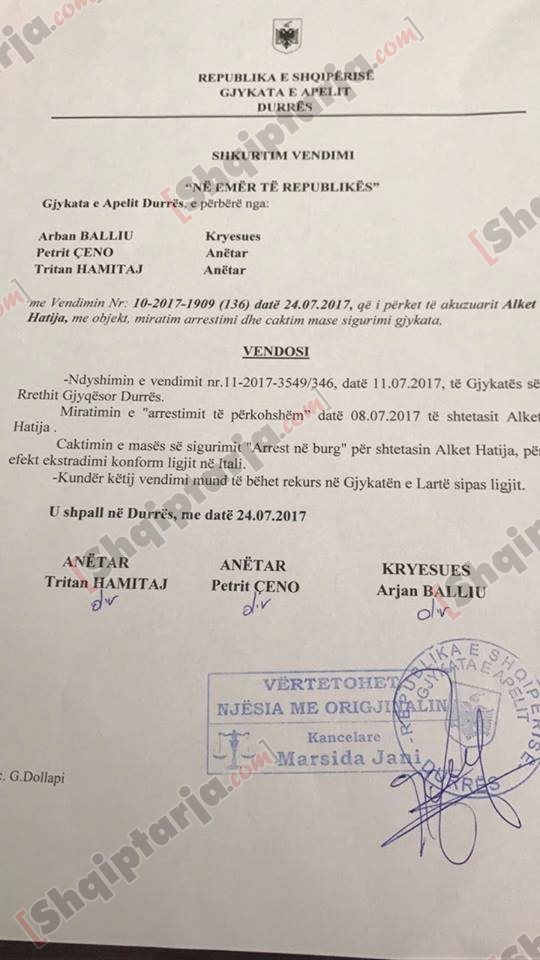 dokument gjyqsor hatia