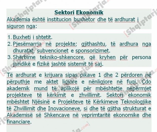 sektori ekonomik akademia e shkencave