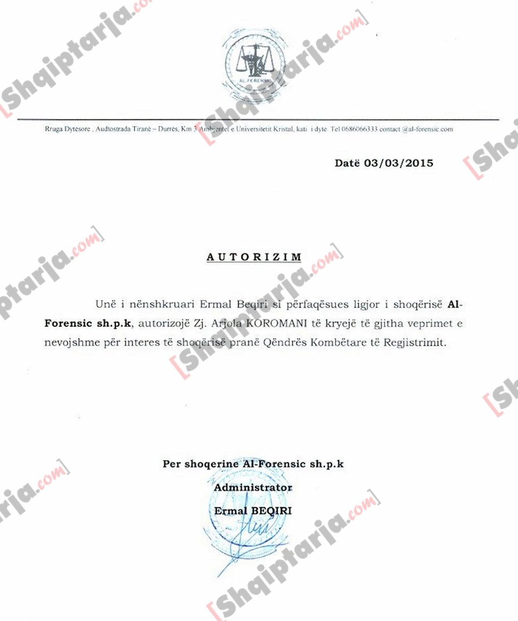 dokument autorizimi ermal beqiri