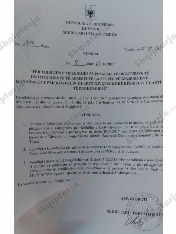 vendimi per mbledhjen e posacme