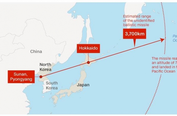 Raketa kaloi mbi ishullin verior të Japonisë Hokkaido