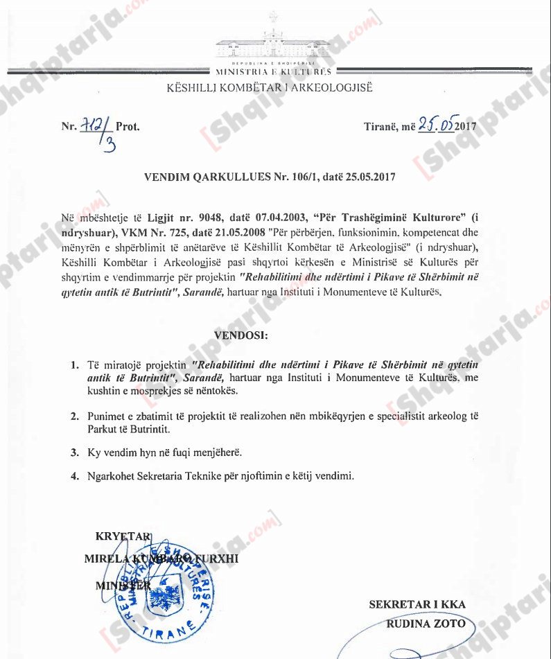 ministria per butrintin