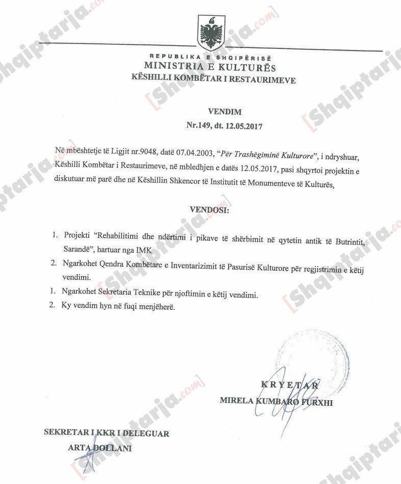 ministria per butrintin