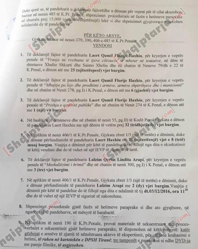 faksimile nga gjykata