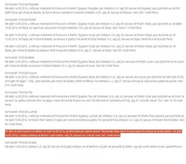 njoftimi i policise