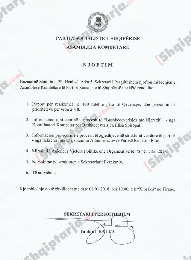 axhenda e asamblese kombetare