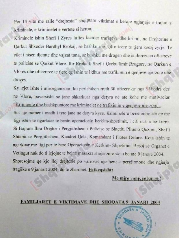 familjaret e viktima janarit