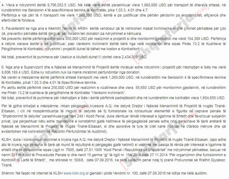 KLSH Kallëzon në Prokurori Drejtorin e Njësisë së Menaxhimit