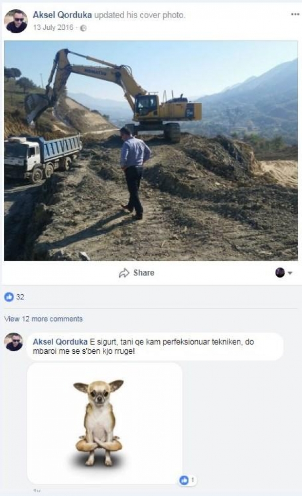 Komenti i Aksel Qurdukas në Facebook