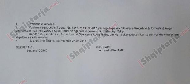 dokumenenti per aksidentin e aqif rakipit