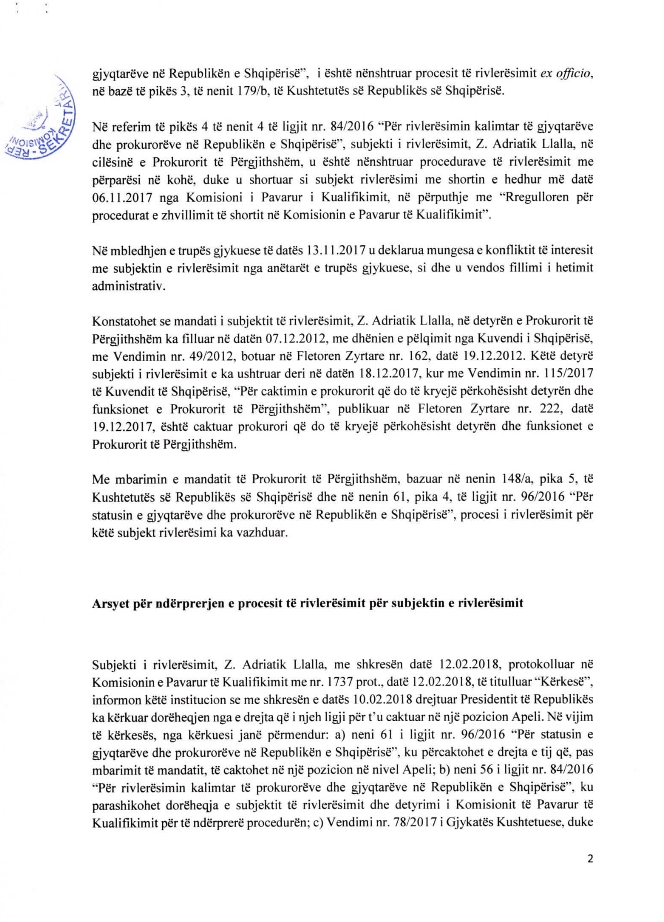 vendimi per llalen 2