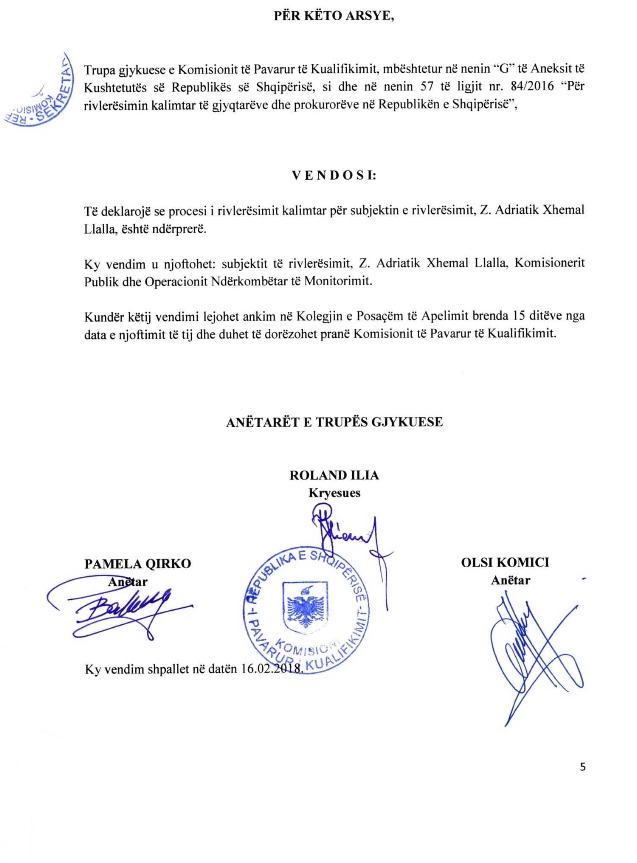 vendimi per llalen 5