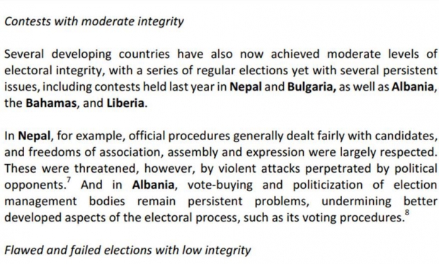 Pjesë nga raporti per zgjedhjet ne Shqiperi