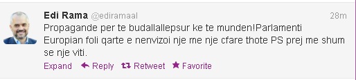 Rama ne twitter per topallin