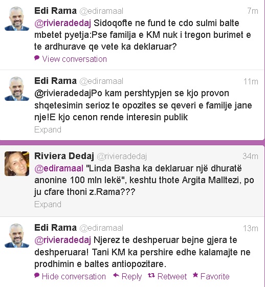 Rama ne twitter pergjigjet rivieres