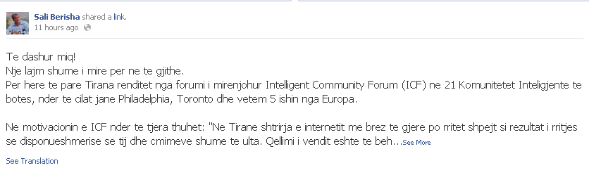 sali berisha facebook