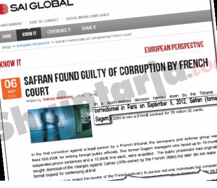 dënimin nga gjykata e Parisit të Kompanisë Safran