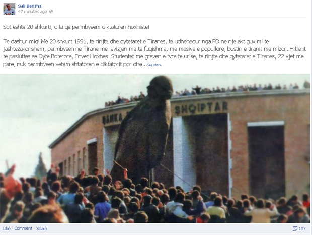 berisha ne facebook per rrezimin e bustit 